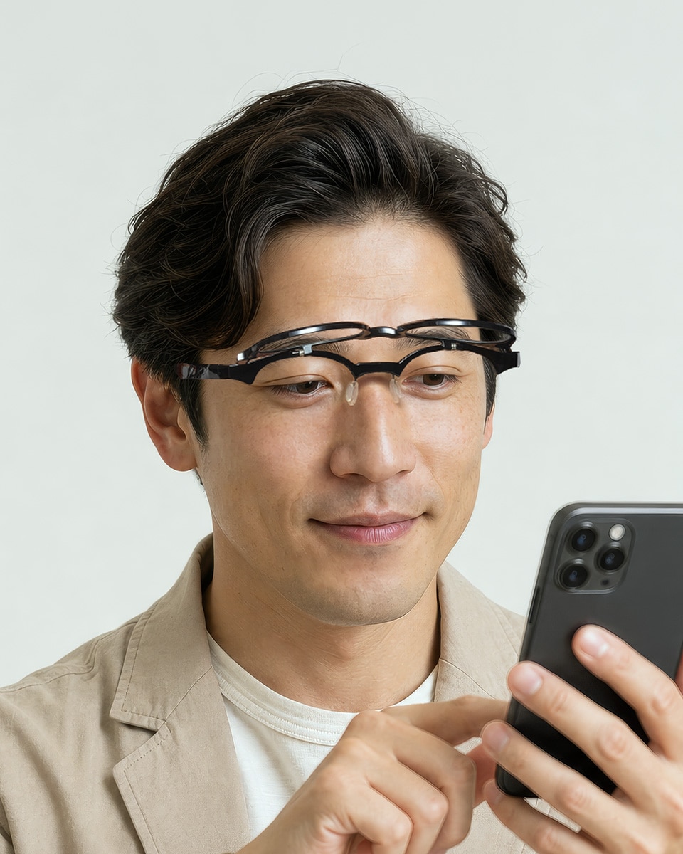 Zoff SMART FLIP UP 着用写真